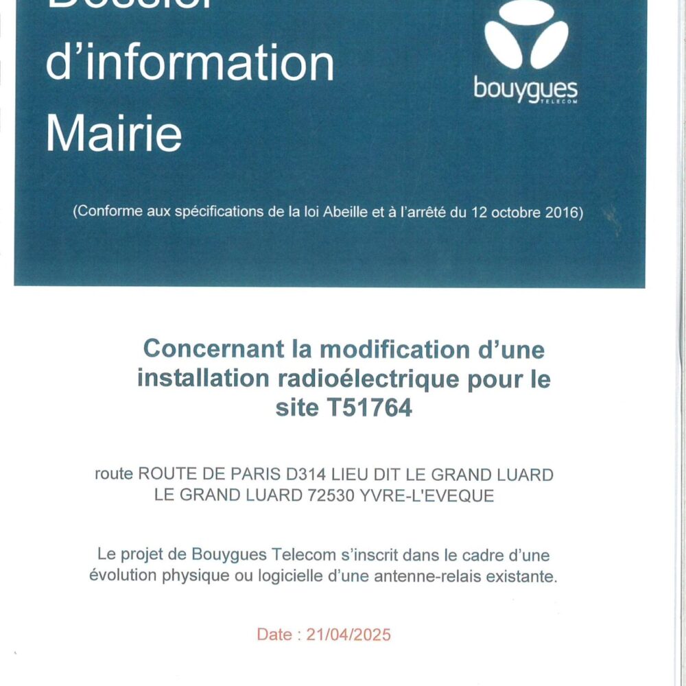 Consultation du dossier de modification d’une installation radioélectrique en mairie