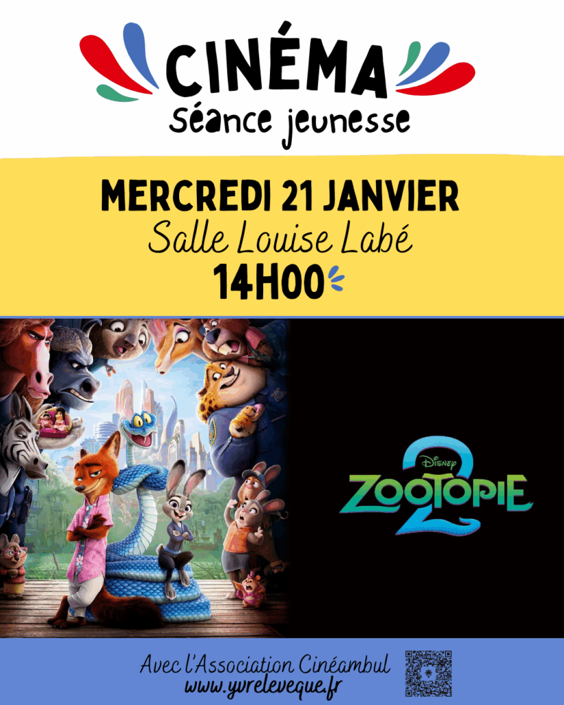 affiche zootopie 21 janvier à 14h à la salle louise labé
