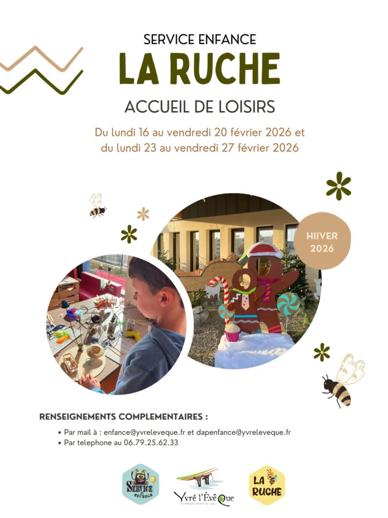 Visuel : service d'accueil loisirs de la Ruche 
Du 16 au 20 février et du 23 au 27 février 2026
