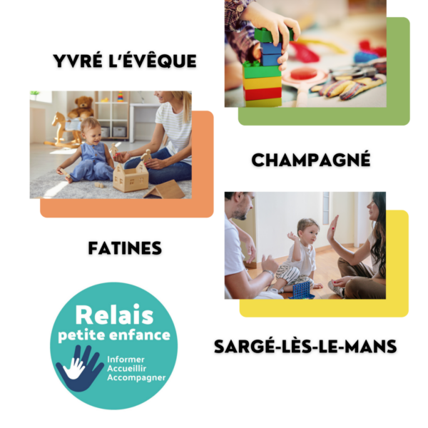 Photos du relais petite enfance, à Yvré l'Evêque, Fatines, Champagné et Sargé-lès-le-Mans. Le Relais Petite Enfance informe, accompagne et accueille les parents